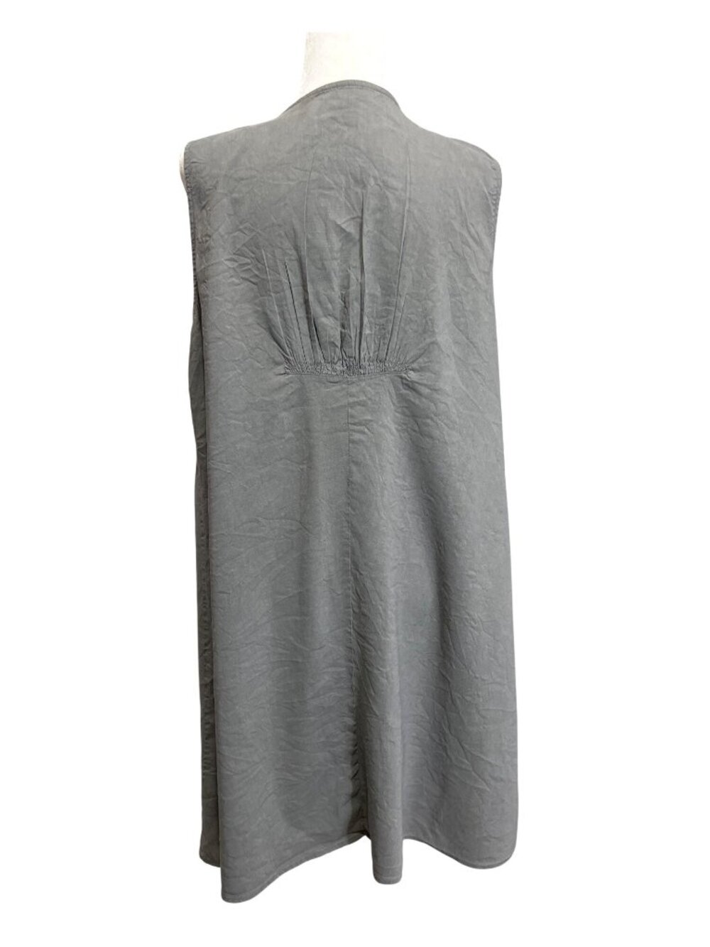 Eileen Fisher Womens Size L Dress Gray Sleeveless Linen Button-Up Italian Fabric - Picture 3 of 8